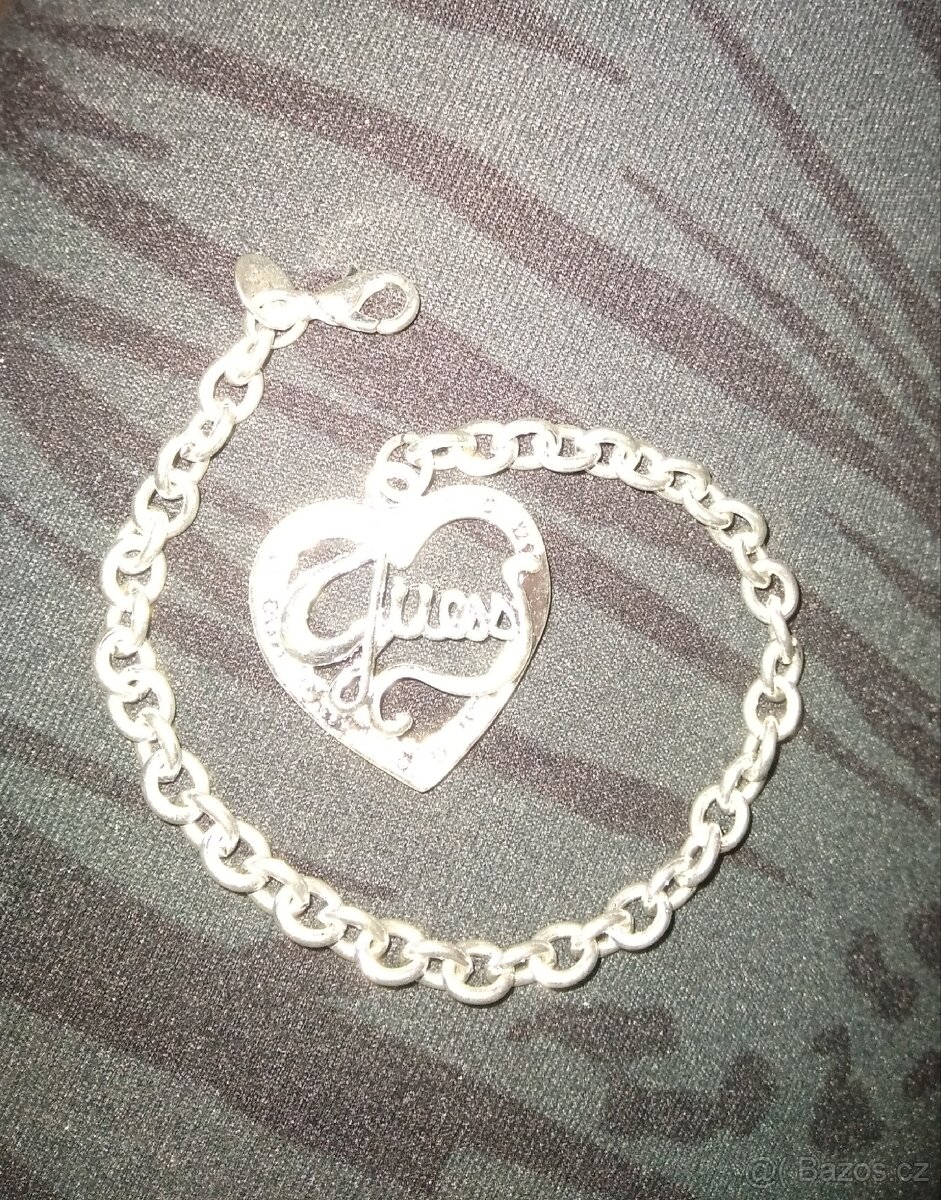 Nový náramek guess srdce srdíčko bižuterie 21 cm postribrene