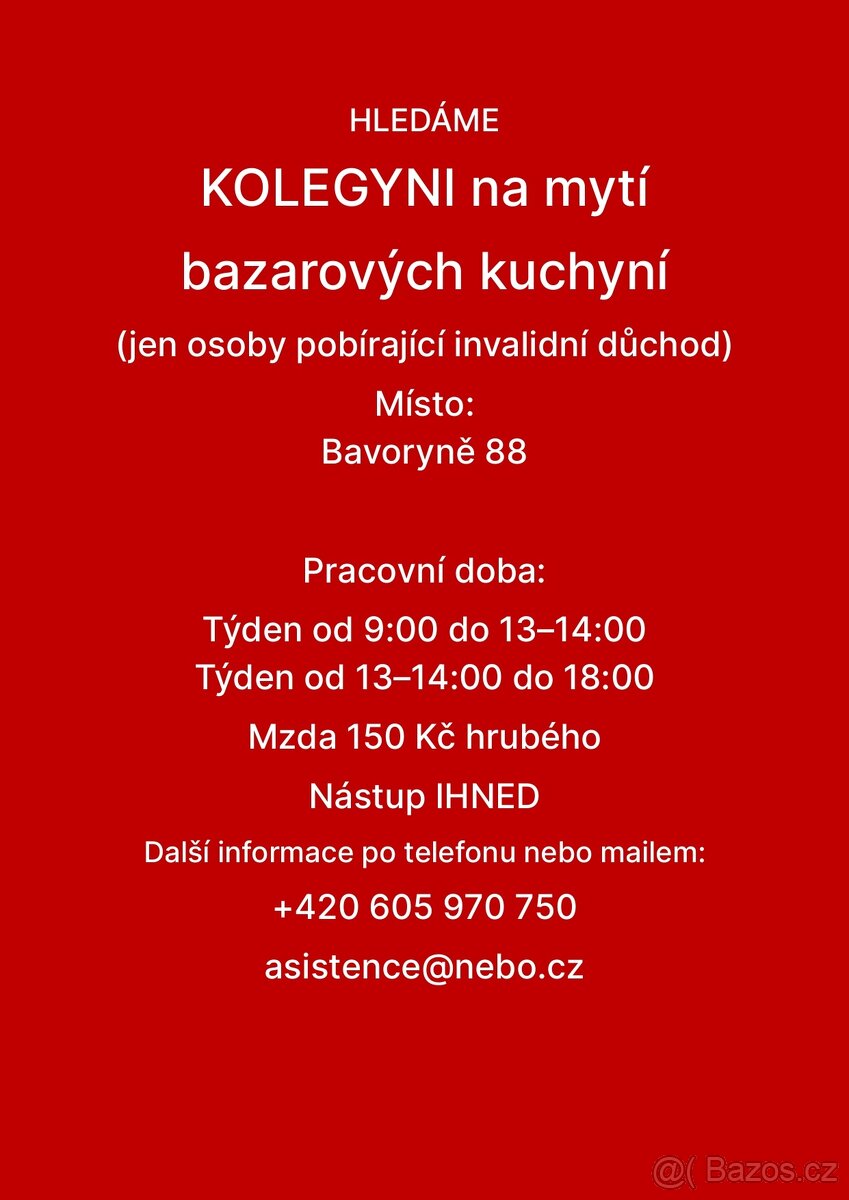 Úklidová pracovnice – práce pro OZP