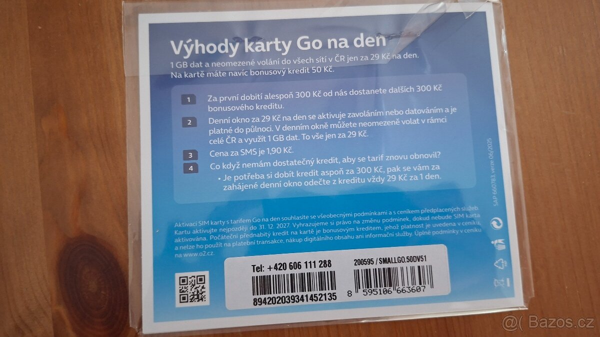 Pěkné číslo sim karty 606 111 288 (operátor O2)