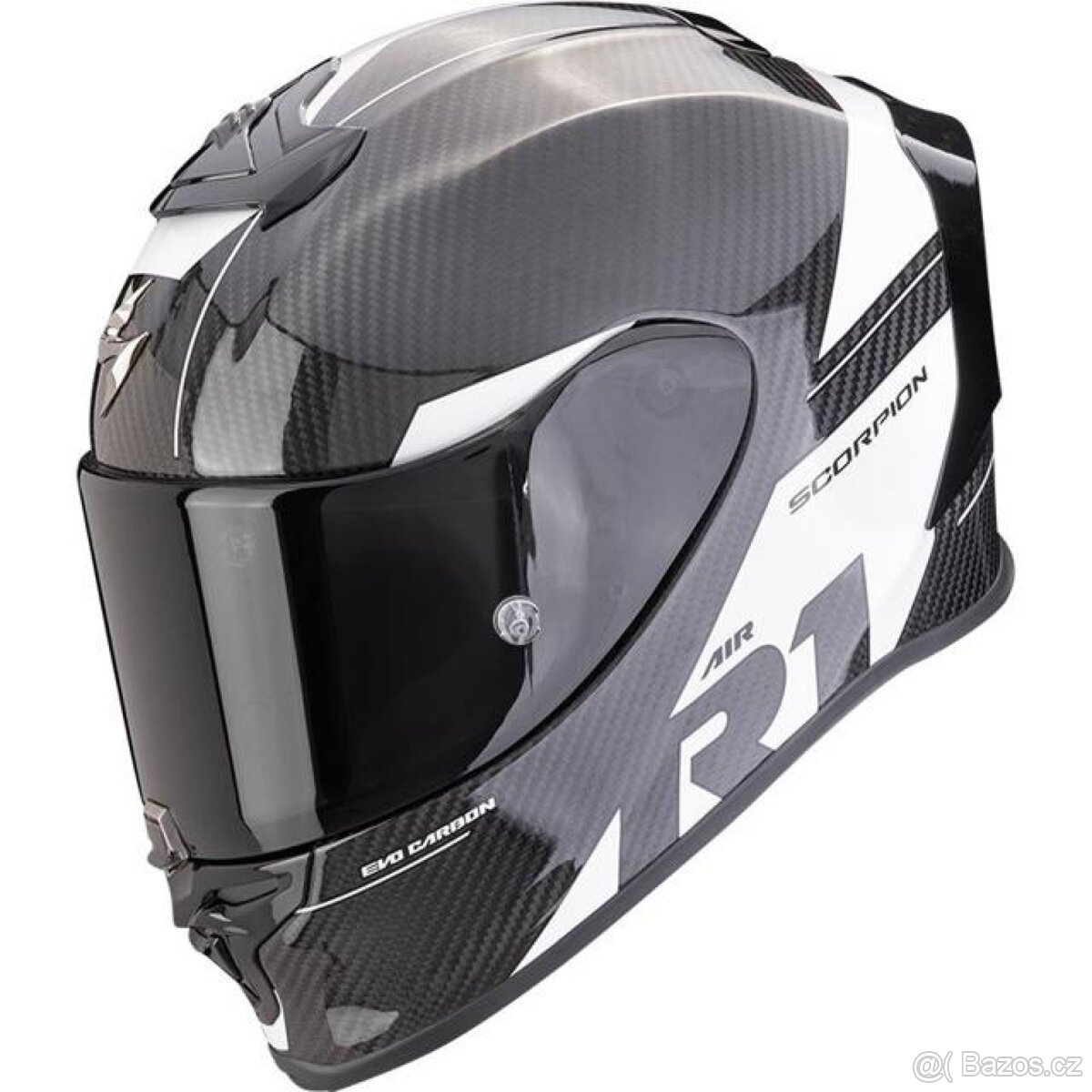 Moto přilba SCORPION EXO-R1 EVO CARBON AIR RALLY černo/bílá