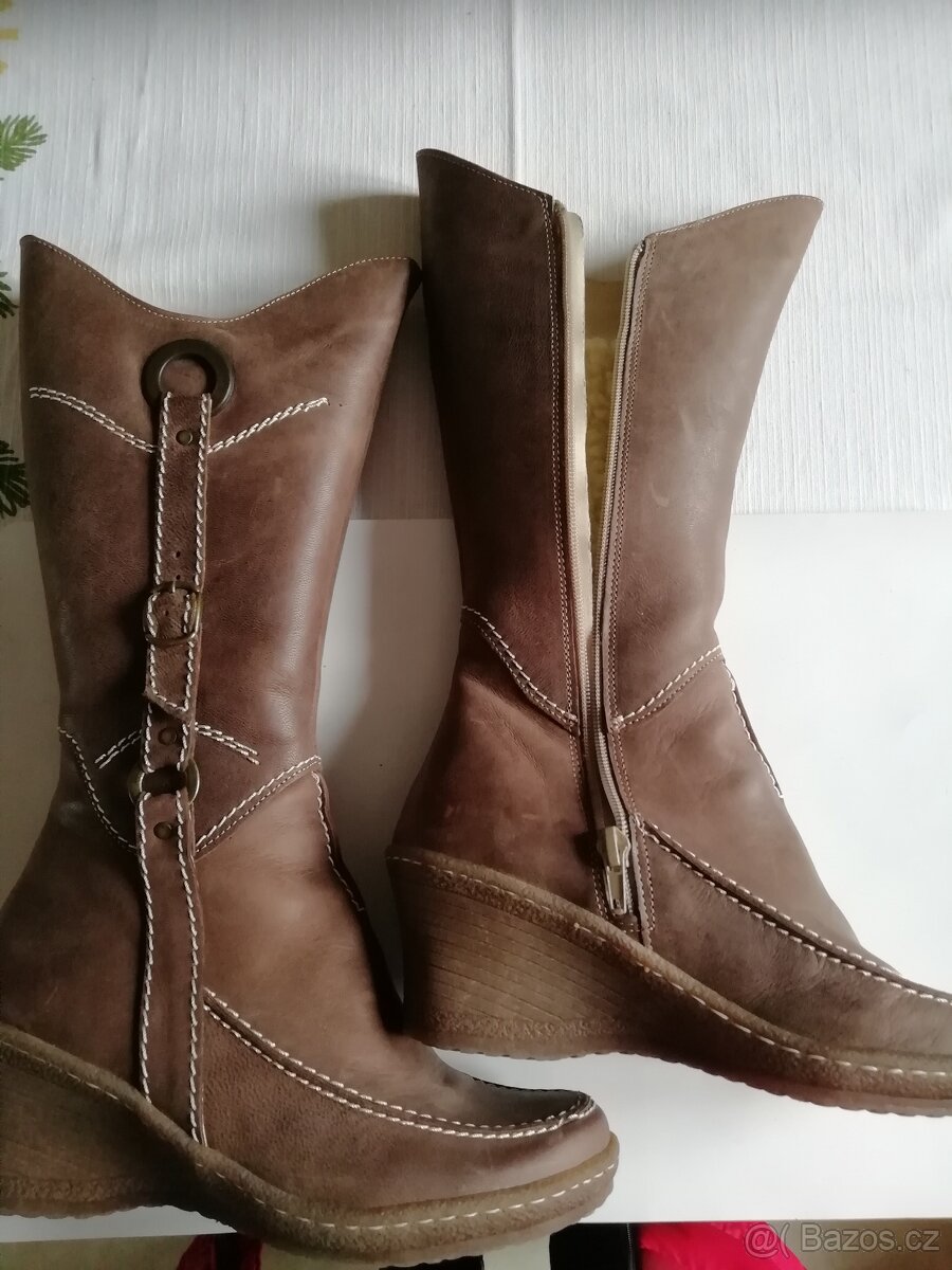 Zimní kožené kozačky