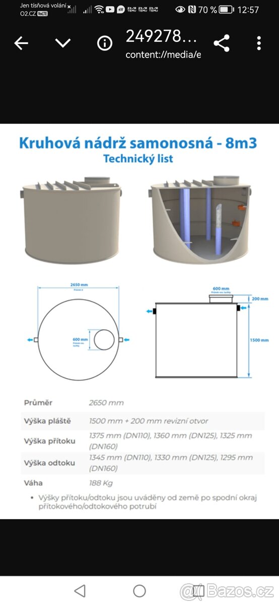 Kruhová nádrž samonosná 8cm3