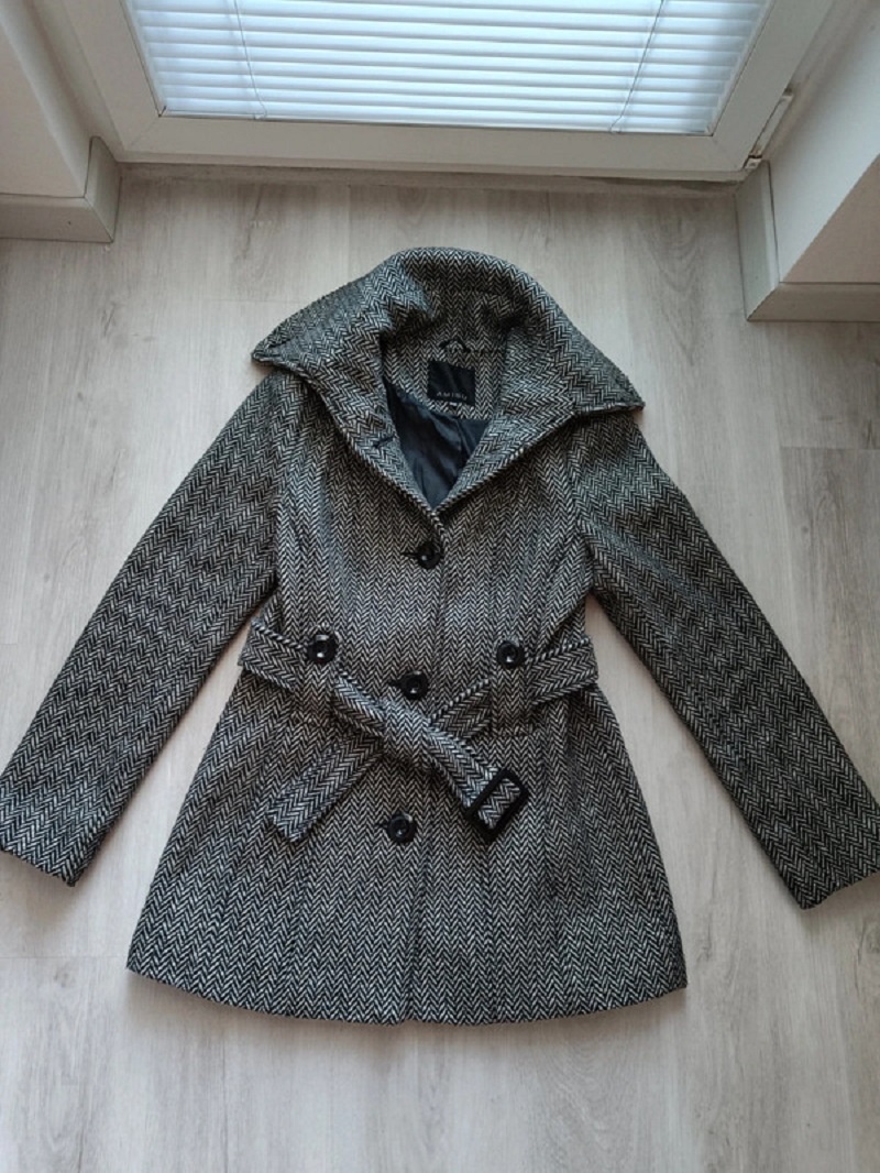 Vlněný dámský zimní kabát, vel. 38