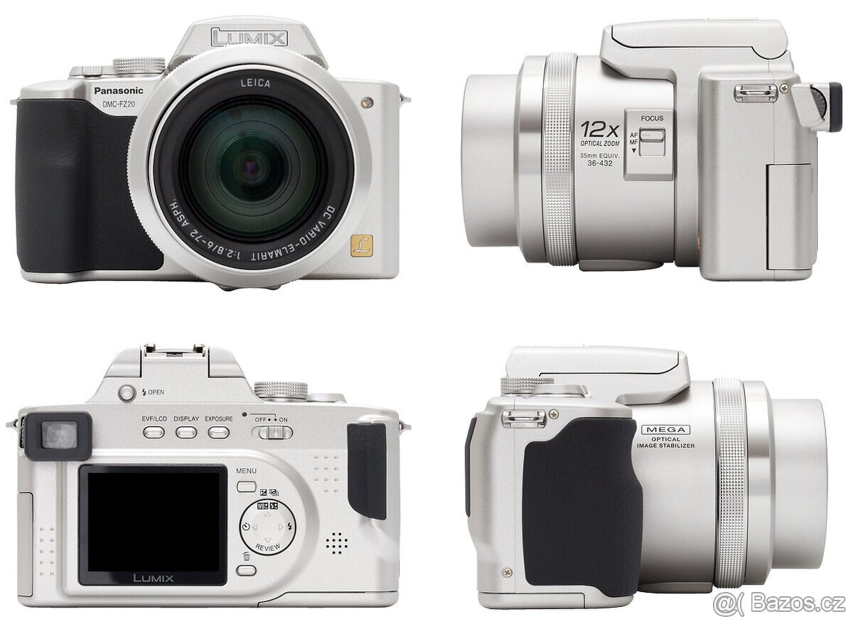 Panasonic lumix dmc-fz20 + brasna, karta opticky zoom 12x