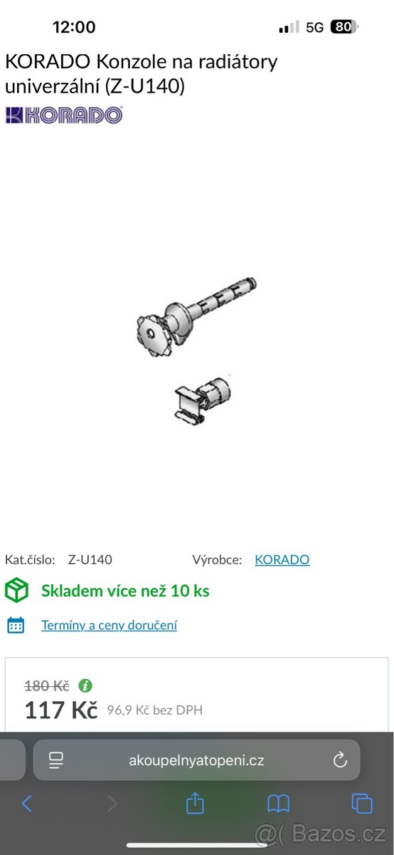 Navrtávací konzole pro jednodeskové radiátory