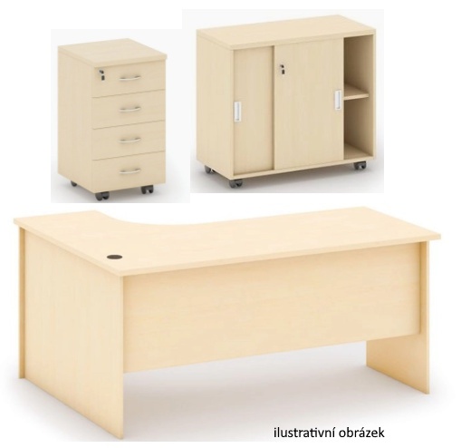 Kancelářský stůl, kontener a skříňka na šanony MIRELLI
