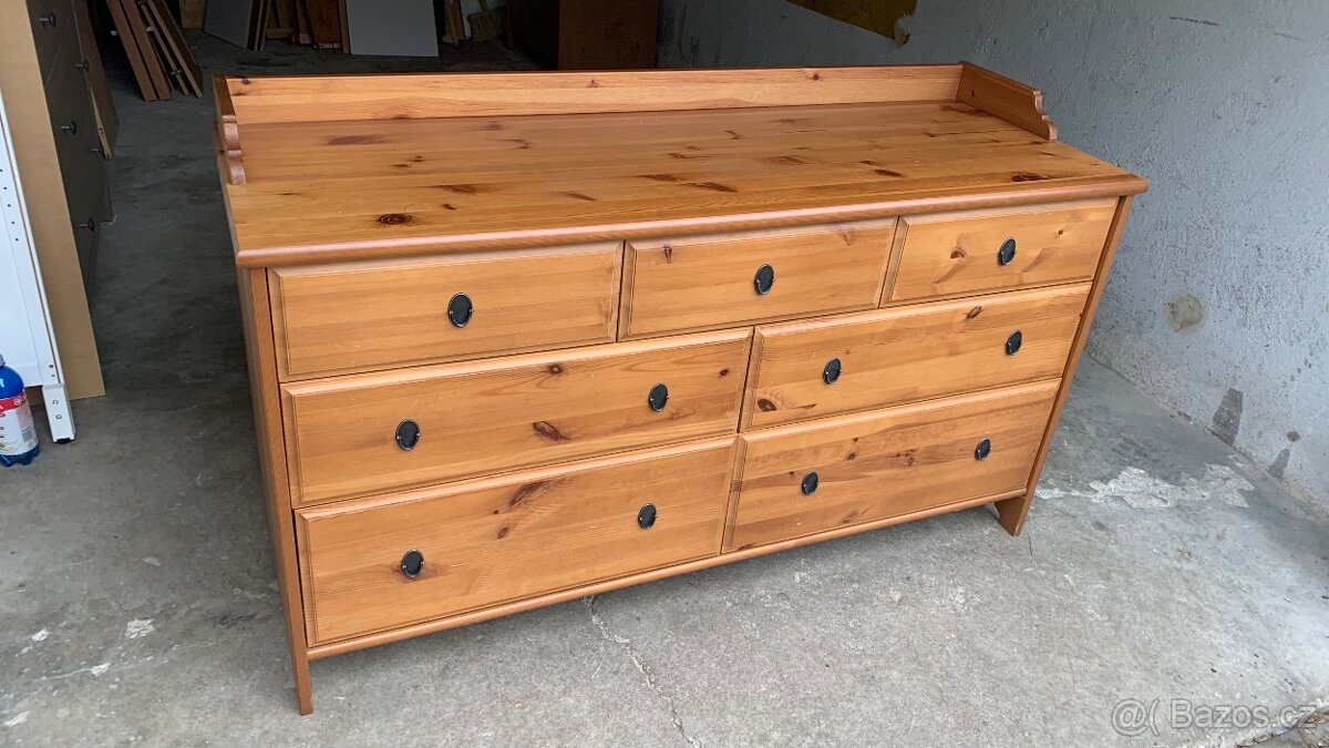 Ikea Leksvik komoda 7š masiv antik hemnes