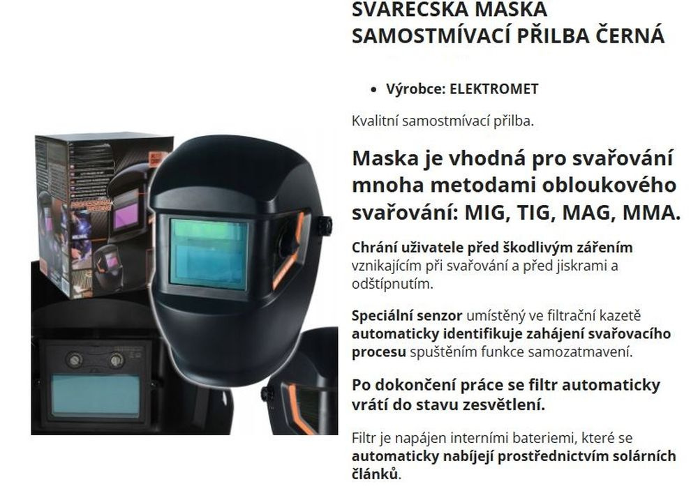 Svářečská samostmívací kukla NOVÁ