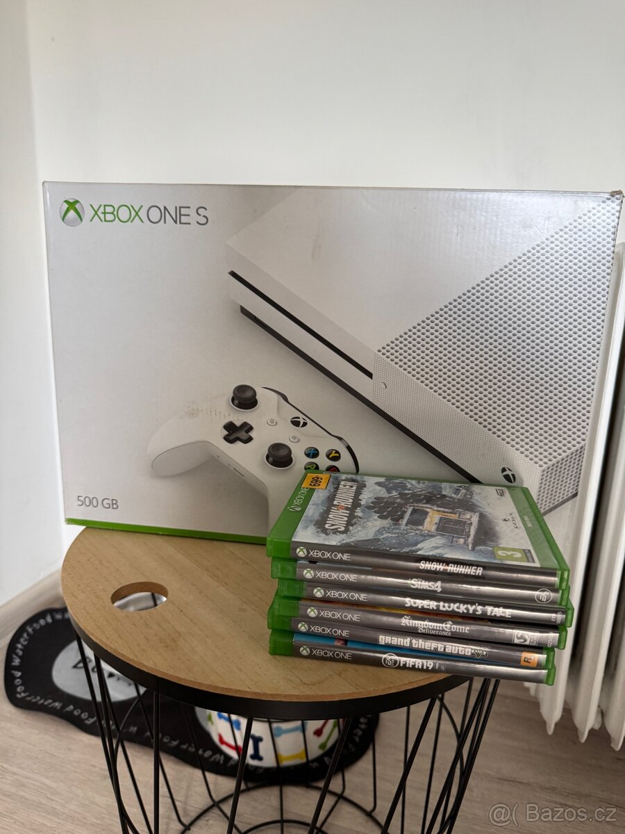 Xbox One S 500 GB + 1 ovladač + 6 her – výborný stav