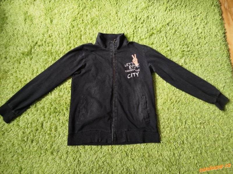 Tenká bavlněná mikina na zip, Wolf, 158