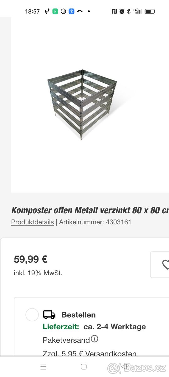 komposter železný nepoužitý