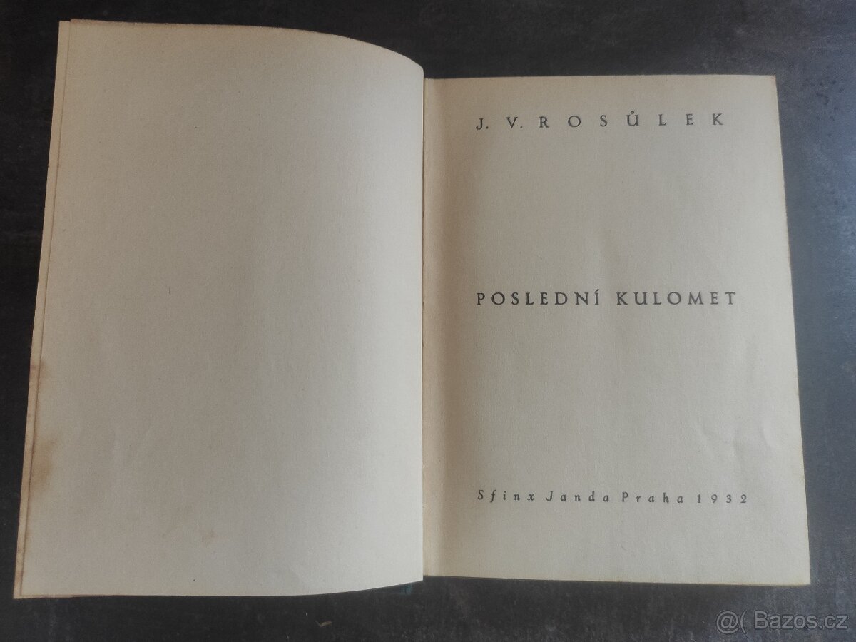 Kniha "Poslední kulomet", J.V.Rosůlek, 1932