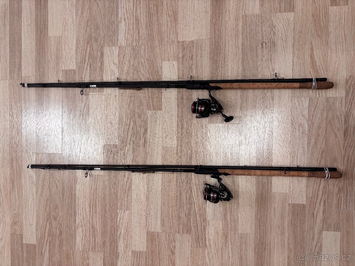2x Rybářský prut TRABUCCO + 2x Naviják DAIWA Ninja 4000 lt