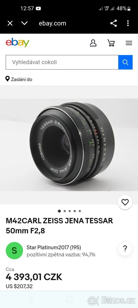 Tesař 2.8/50 Carl Zeiss Jena ddr