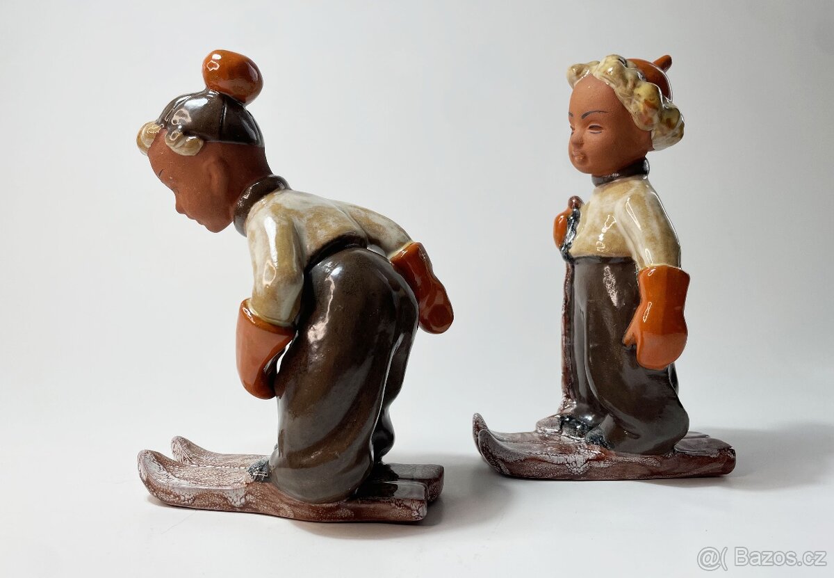 Keramické sošky - lyžiari