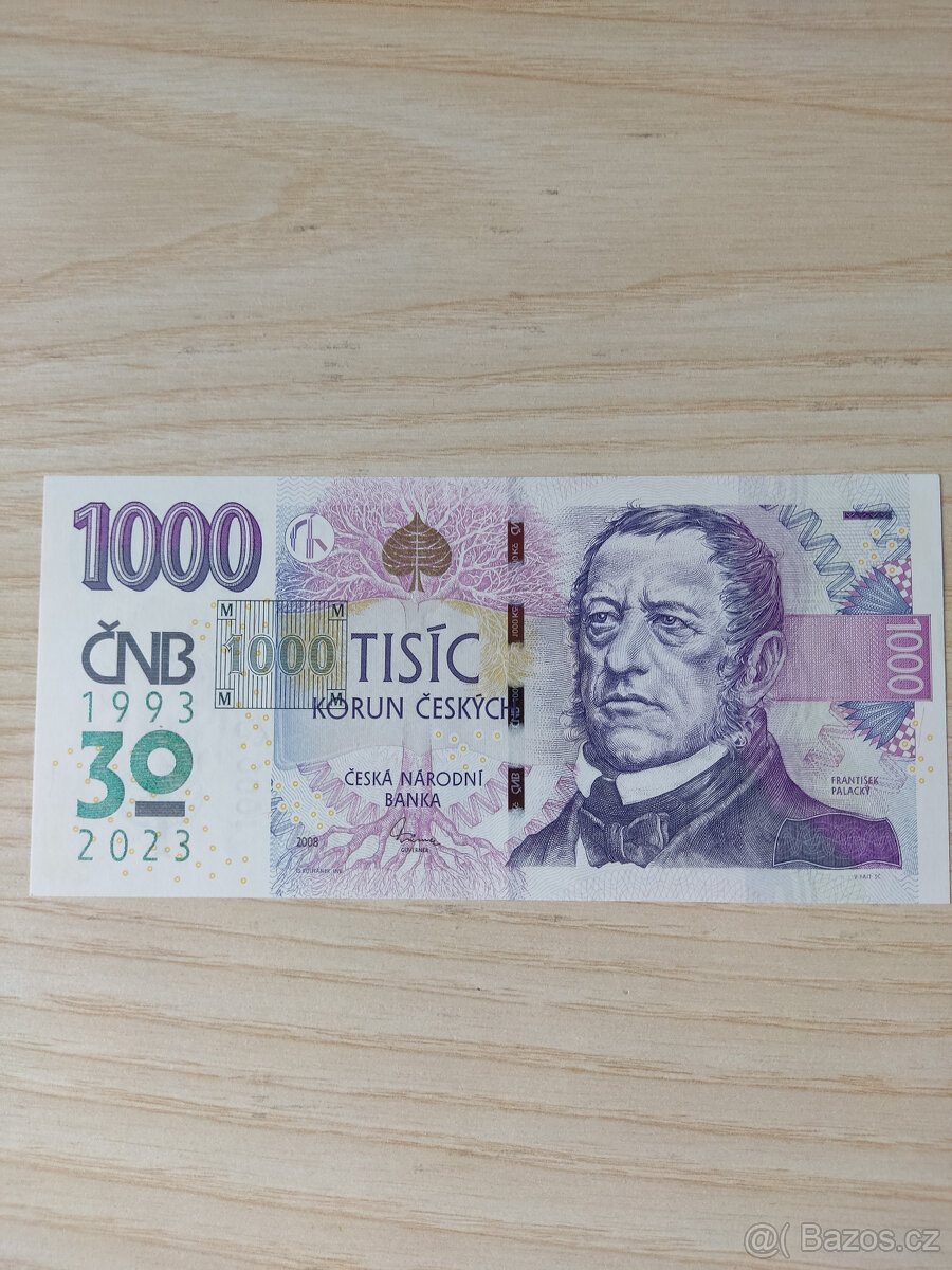 1000Kč s přítiskem ČNB