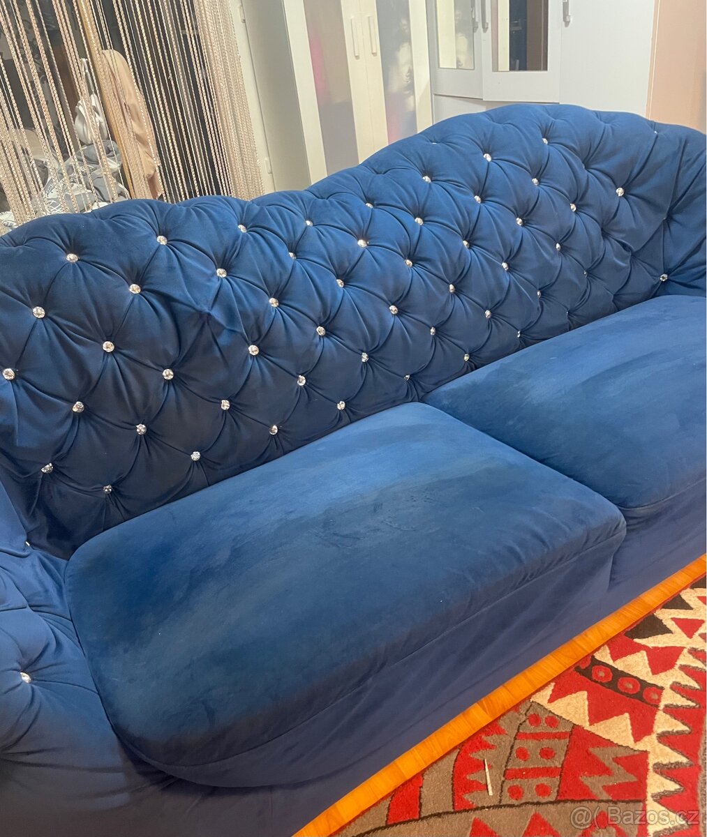 Sedací souprava 3+1 samet s kmínky