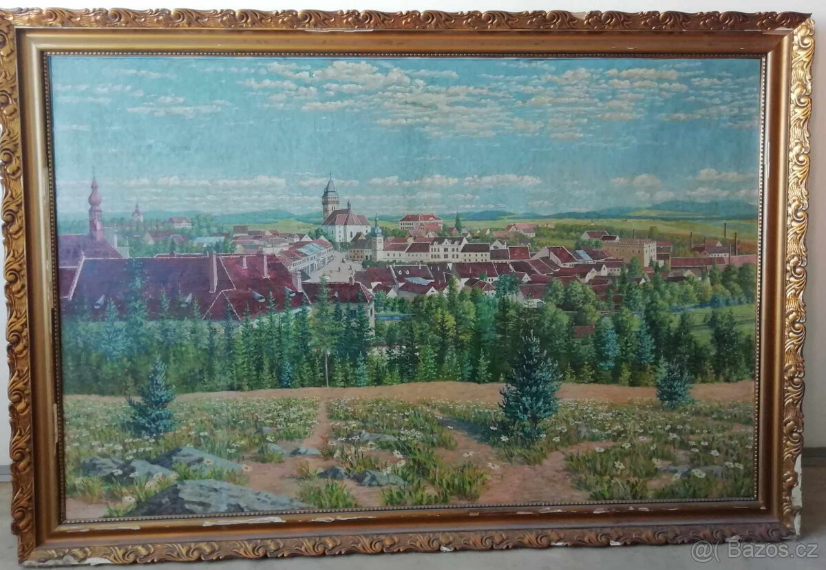 Prodám obraz Dačice z roku 1926 - pouze osobní odběr v Kolín