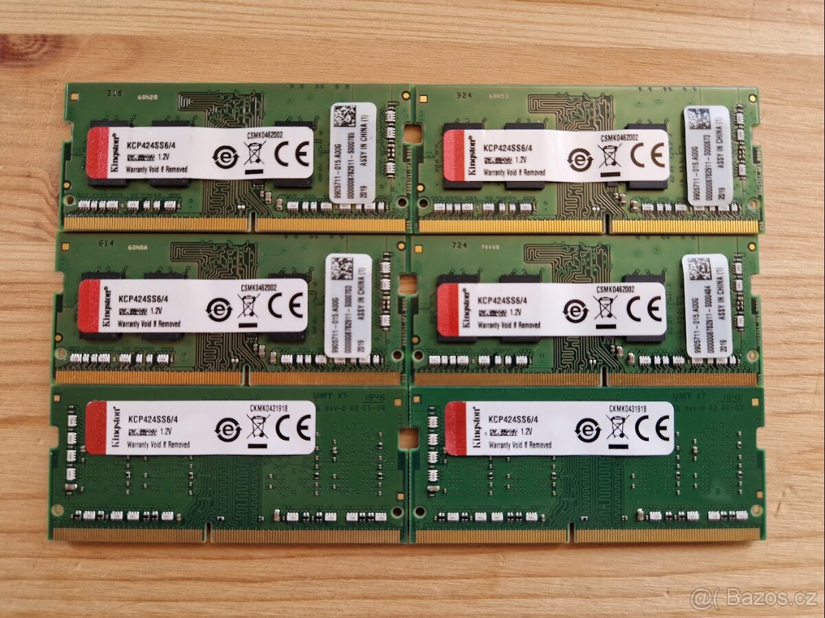 6x Kingston 4GB DDR4 SODIMM - 24GB RAM