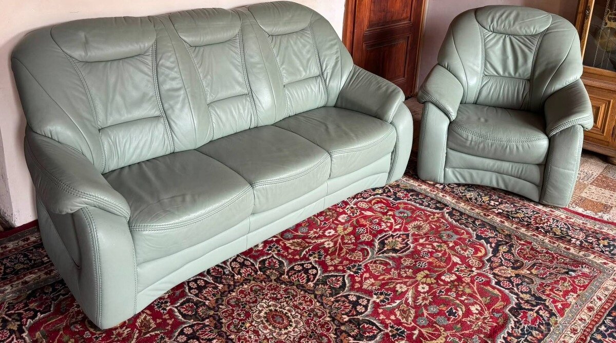 Kožená sedačka s křeslem,7169