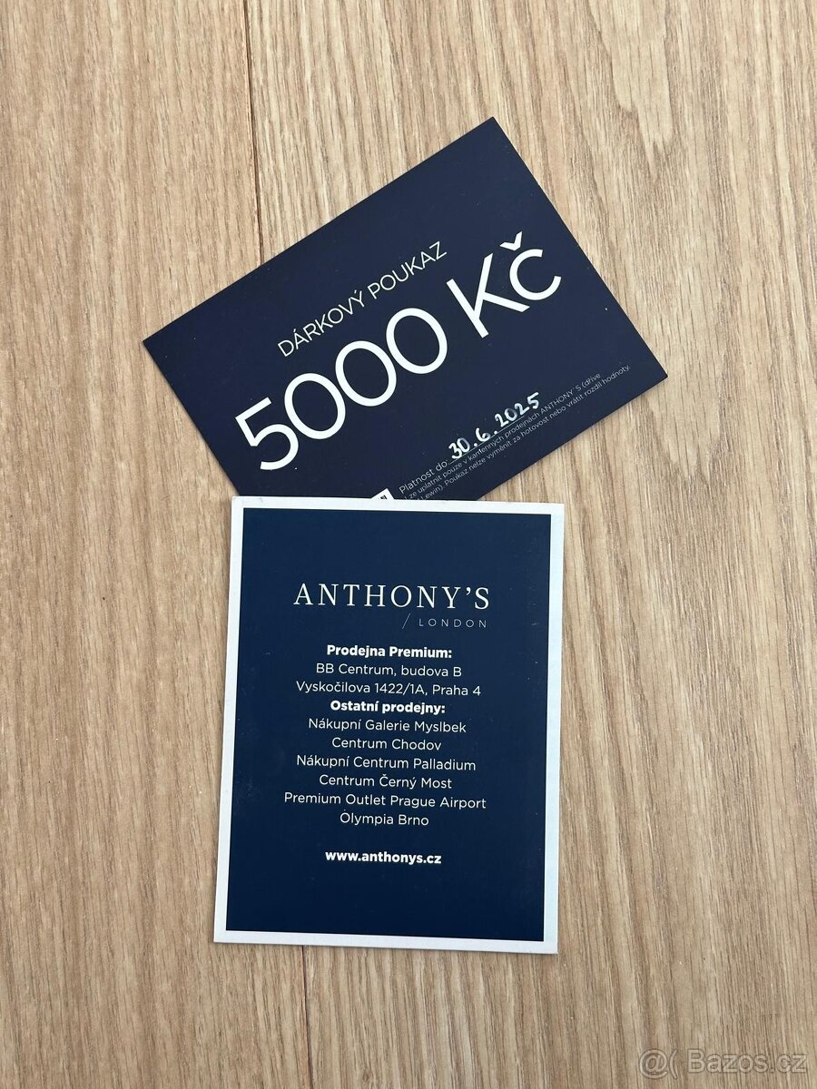 Voucher do obchodu Anthony's