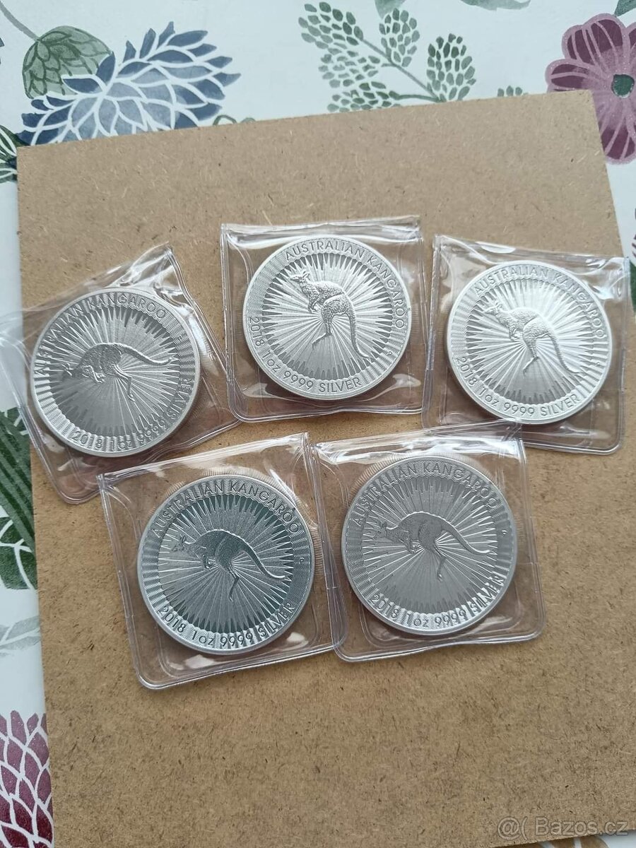 1oz 31,1g čistého stříbra mince Kangaroo 2018