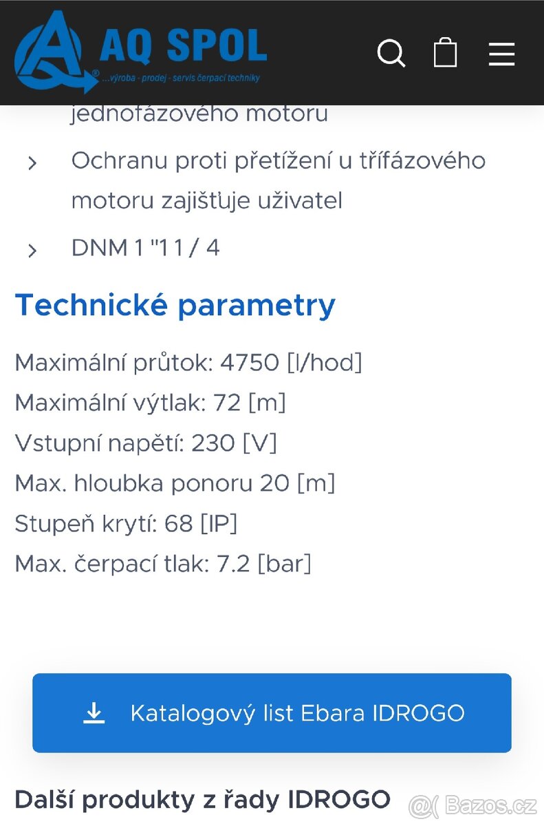 Ebara IDROGO M 40/12 A ponor. čerpadlo s plovákem