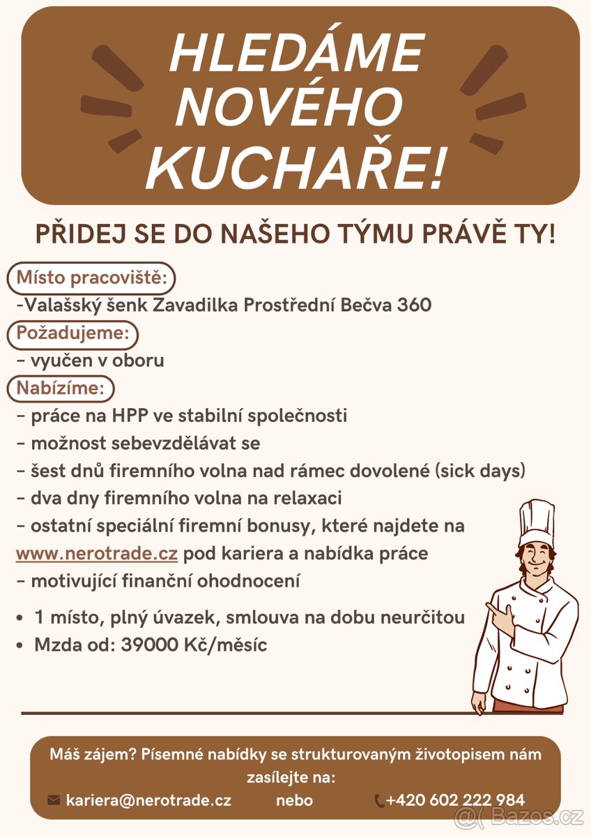 Hledáme kuchaře
