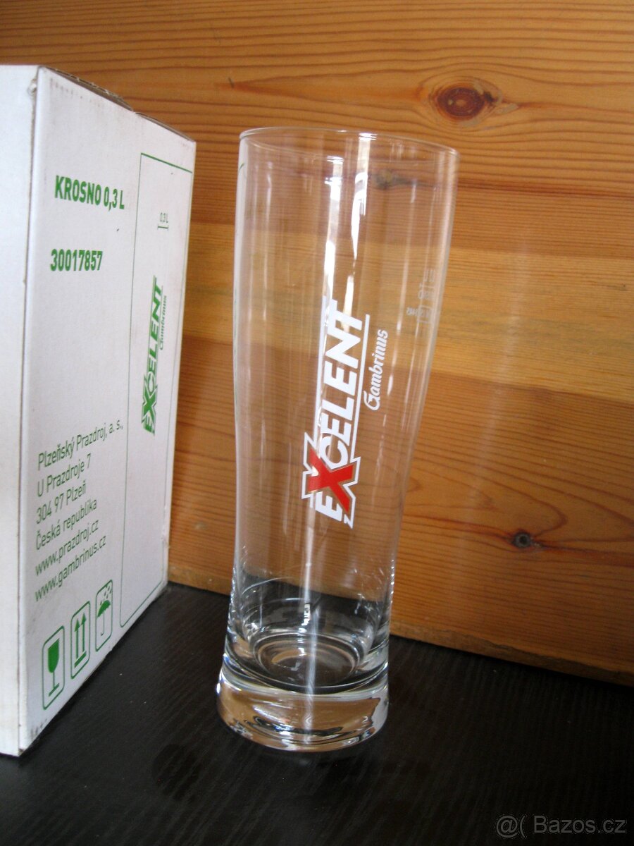 Sklenice GAMBRINUS EXCELENT 0,3 L - třetinky -NOVÉ