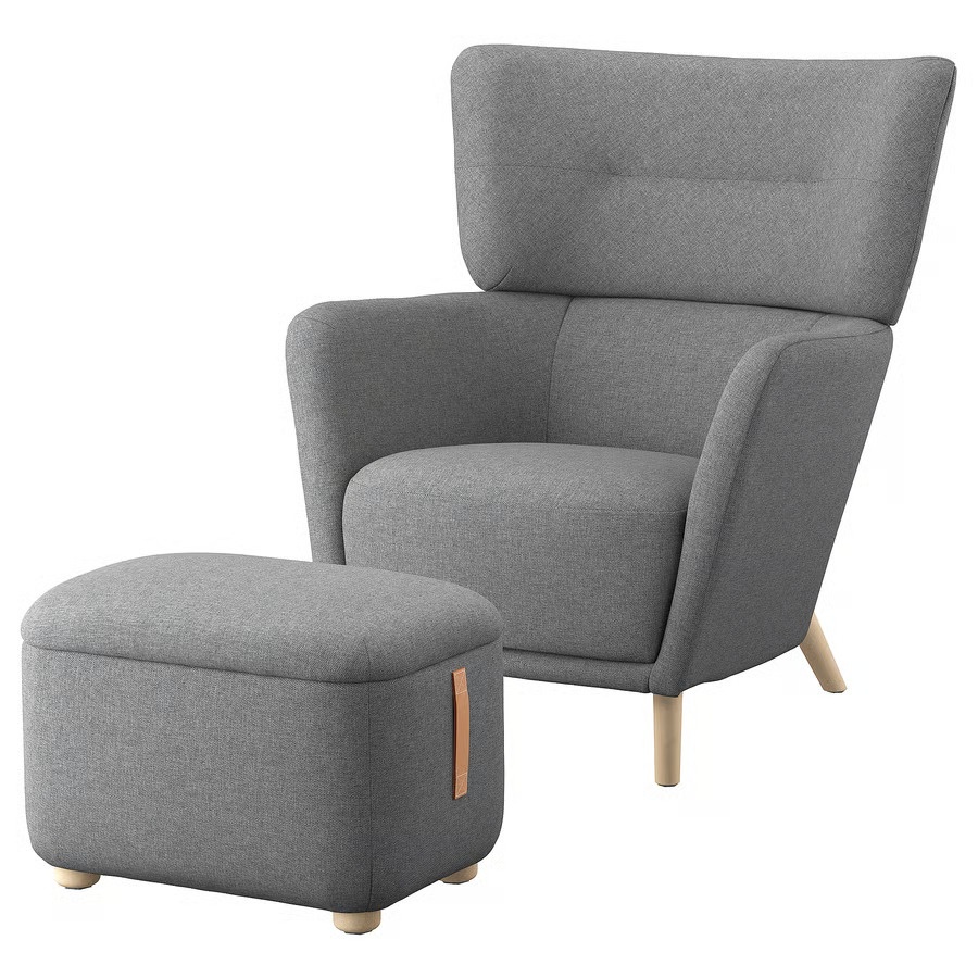 Ikea OSKARSHAMN Křeslo ušák s podnožkou