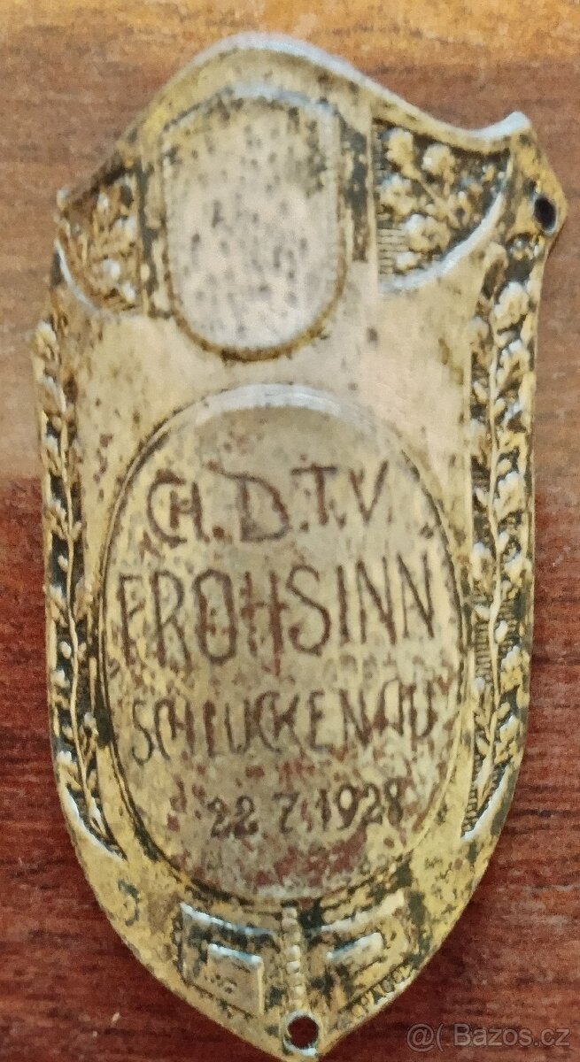 Holový štítek Šluknov - 1928 FROHSINN SCHLUCKENAU