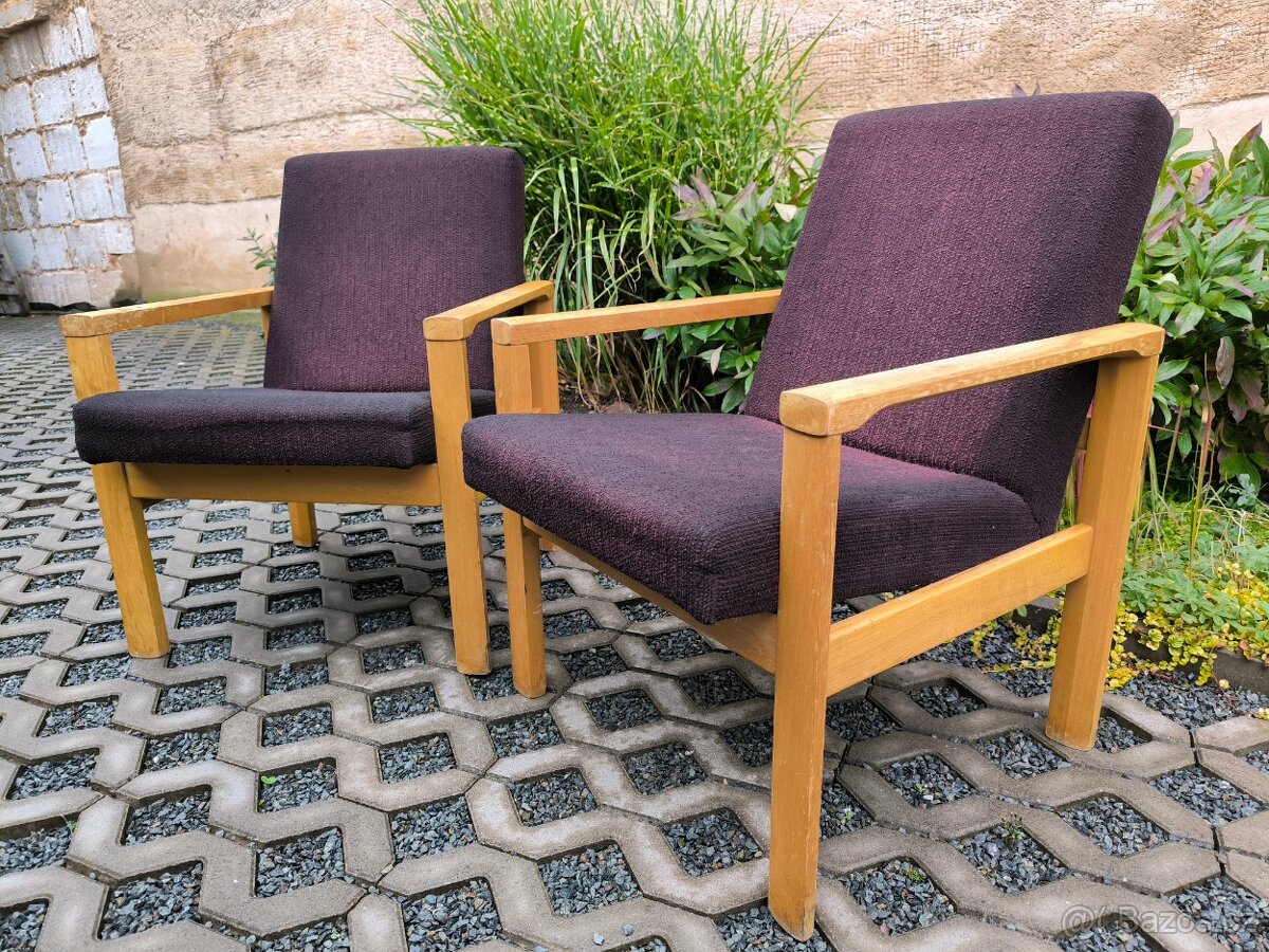 Retro dřevěná křesla Tatra Pravenec - 70. léta