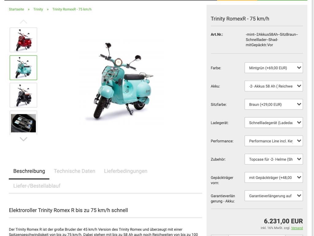 Prodej Eletricky skutr Trinity RomexR (novy)