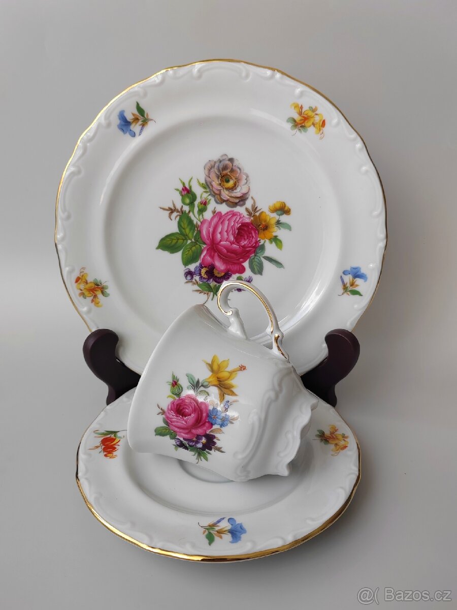 Starožitné porcelánové snídaňové trio JOHANN S.VOHENSTRAUSS