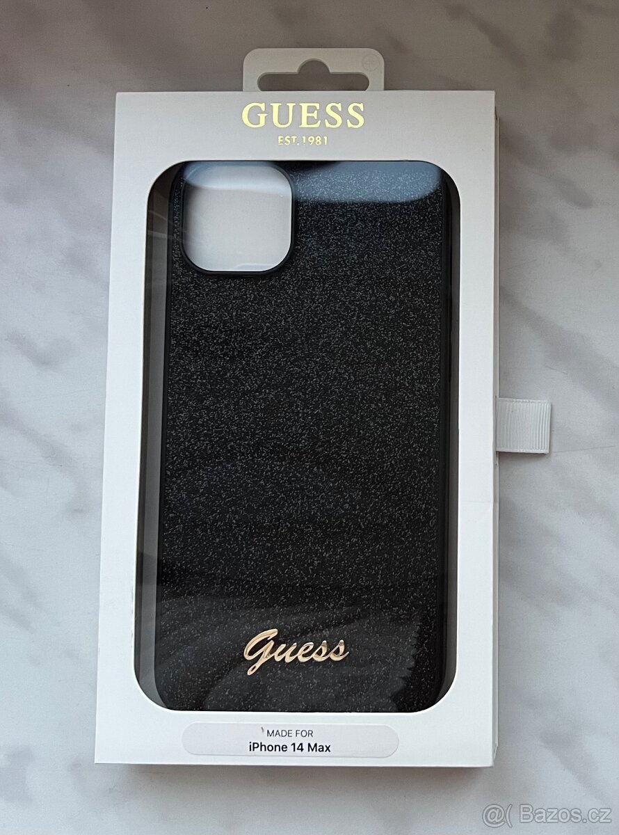 iPhone 14 plus luxusní obal Guess černý třpitivý originál