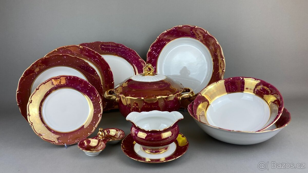 Jídelní porcelánová souprava, Jídelní servis český NOVÉ