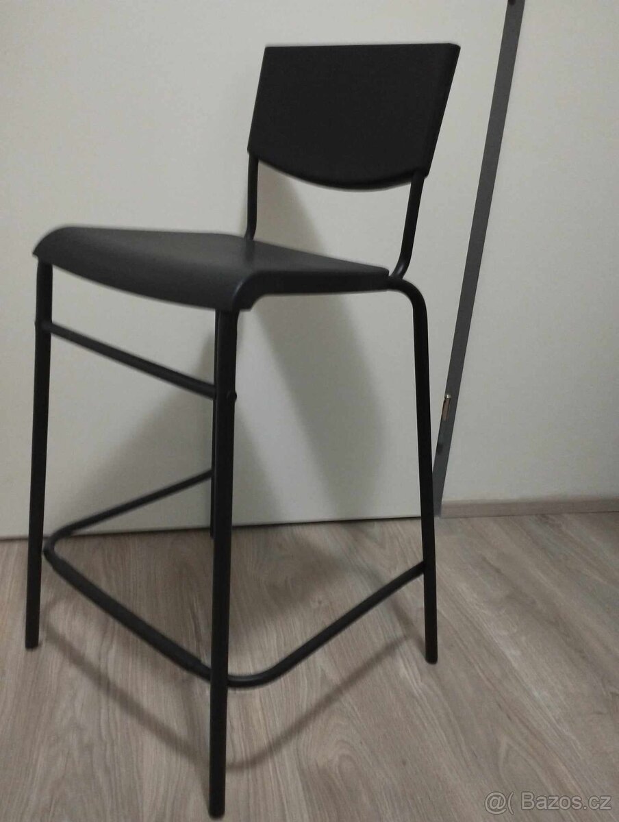 Barové židle, cena za 2 ks, černé,  plast + kov