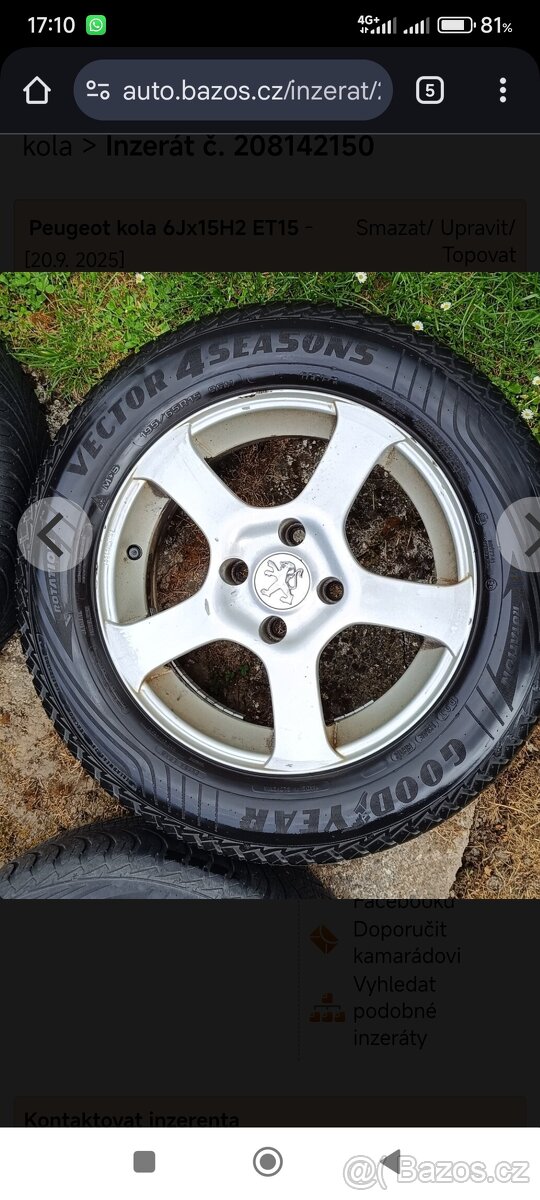 ALU kola pneumatiky 195/65r15