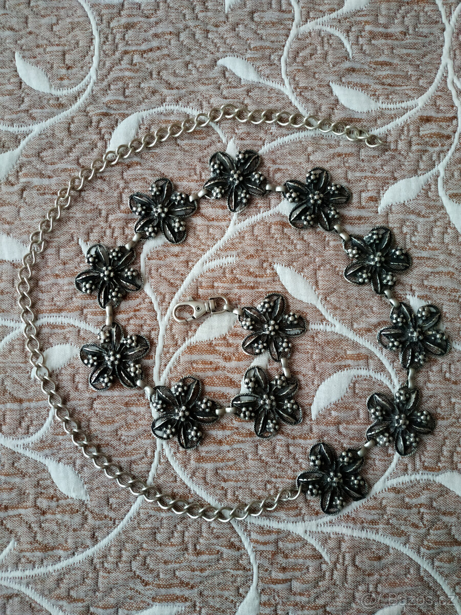 Kovový pásek s květy - nový