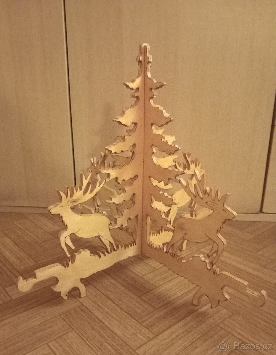 Dřevěný strom 3Dskládací vanoční dekorace top stav