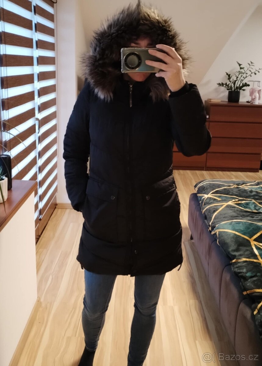 Dámská zimní černá bunda kabát s kožešinou Only NewRoona S