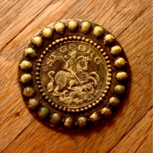 Kovová medaile ,plaketa se Svatým Jířím 87x8mm