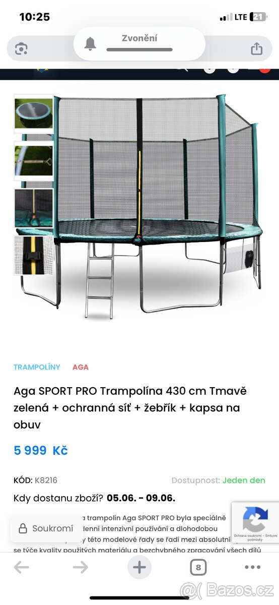 Nabízíme velkou zahradní trampolínu 430 cm