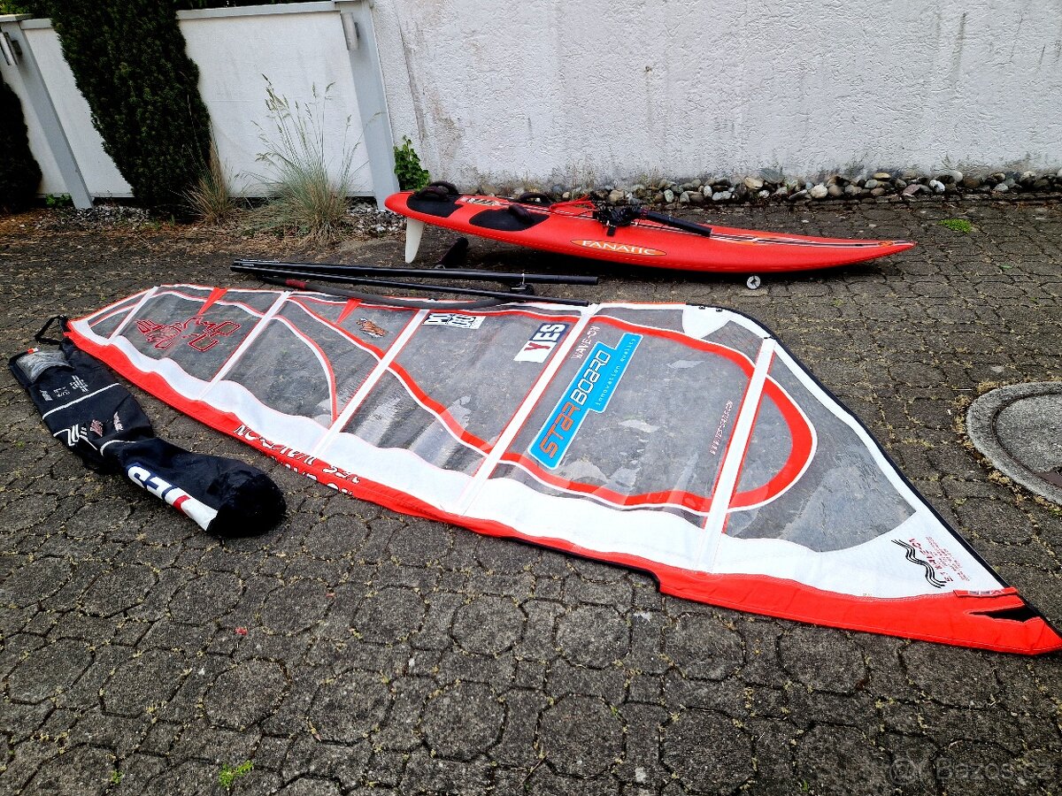 Komplet Windsurfing Fanatic 117 litrů s 5,7 výborný stav