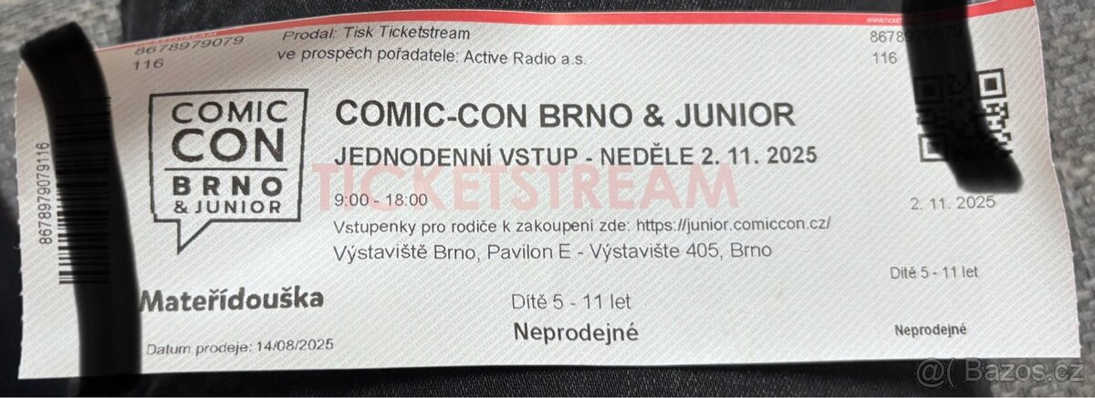 Vstupenka dětská Comics-con