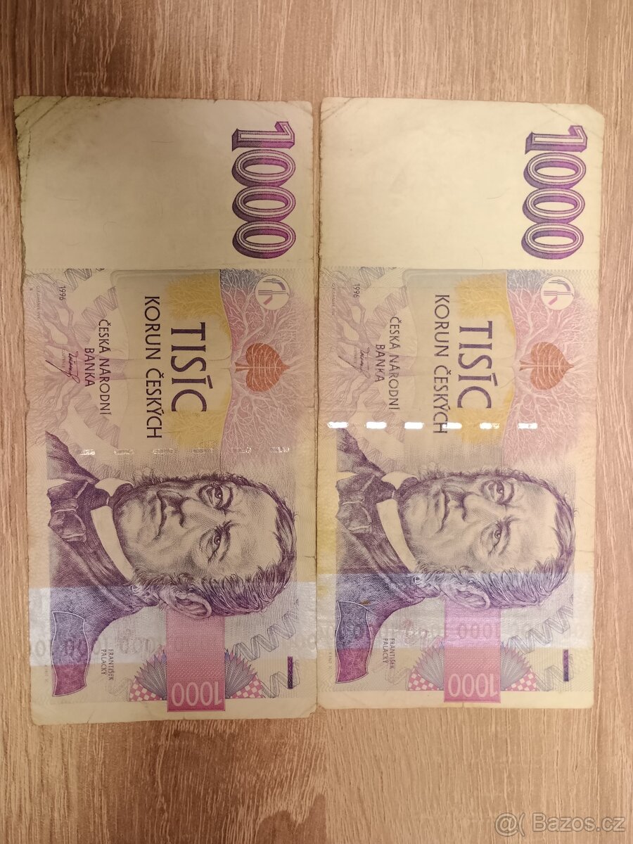Bankovky 1000 Kč vzácná série E 01,77– 2 ks, originál