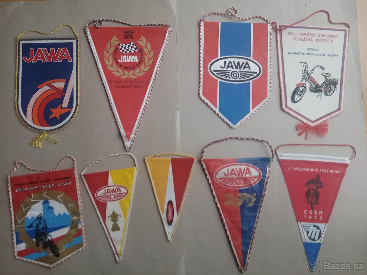 Jawa 250, 350, 500,Babetta, Šestidenní atd.- dobové vlaječky