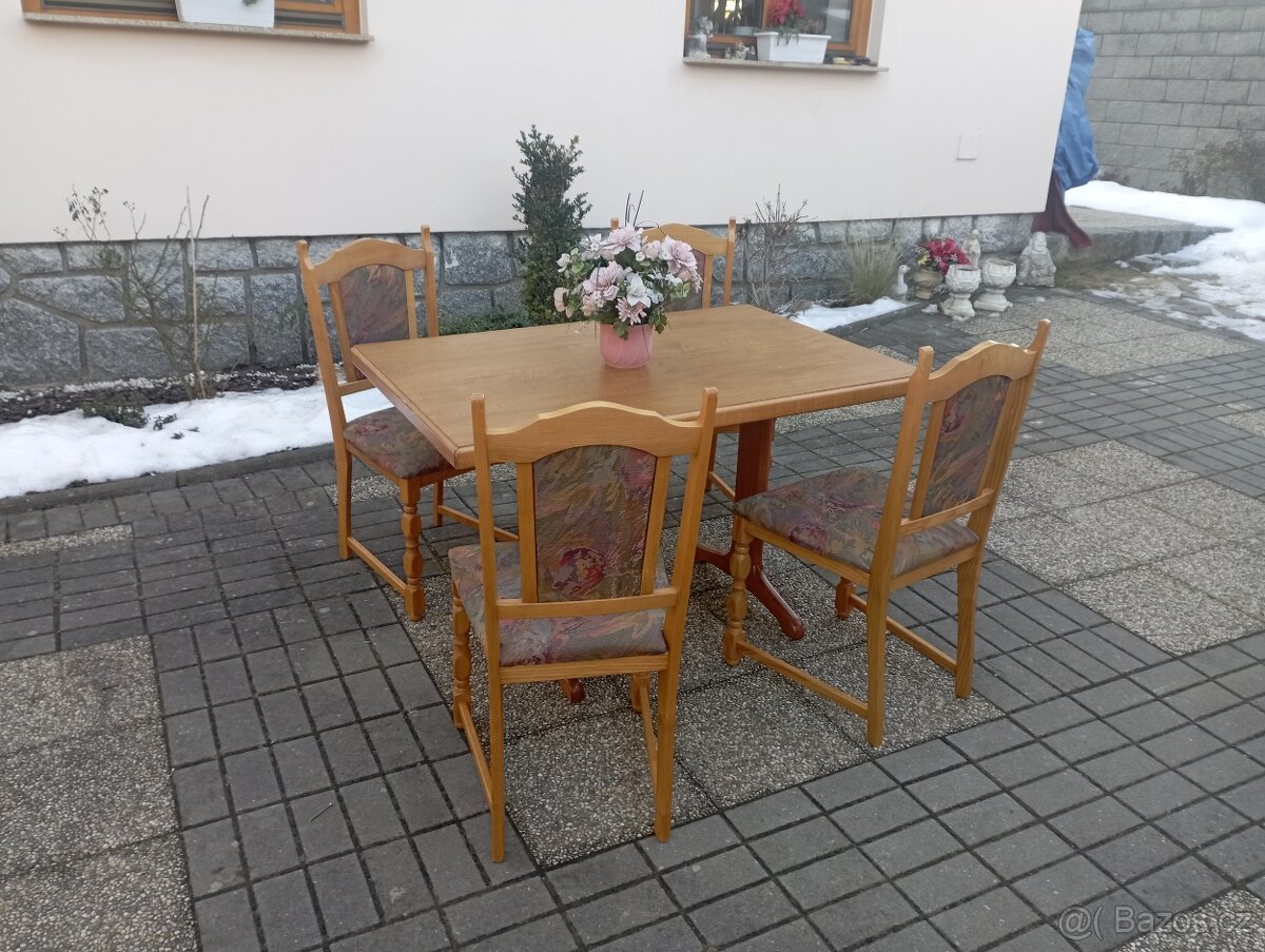 Rustikální masivní jídelní set