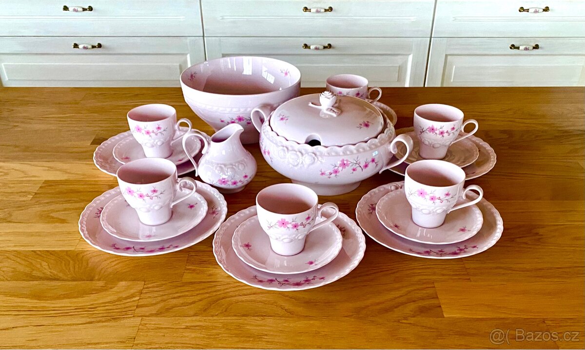 Starý romantický růžový porcelán Tirschenreuth
