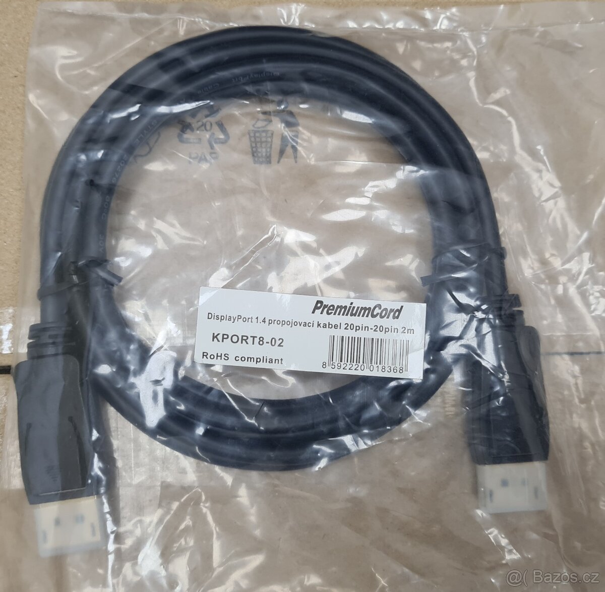 PremiumCord DisplayPort 1.4 přípojný kabel M/M